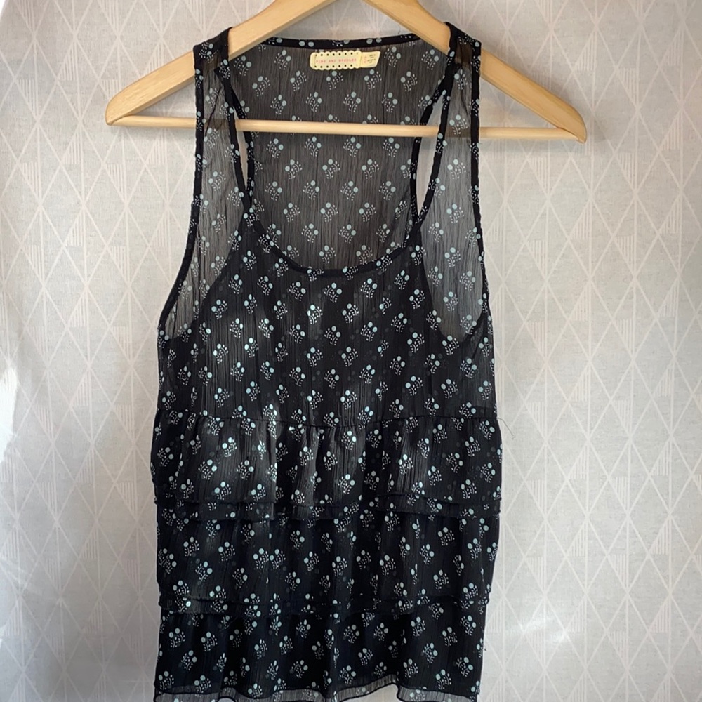 2/$30 Sheer Ruffle Pattern Tank